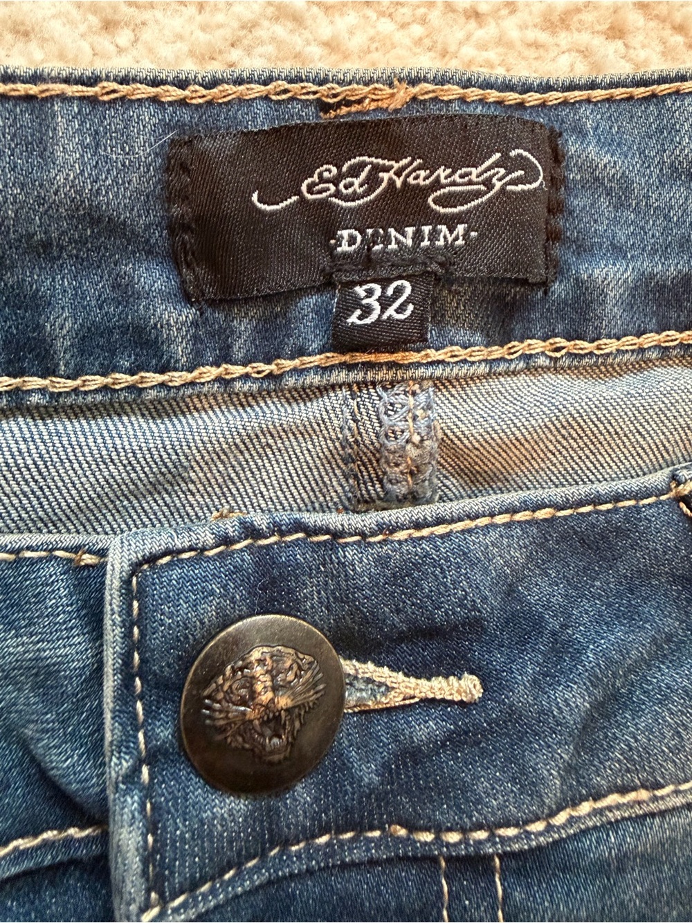 Ed Hardy Wide Leg jeans tattoo style Y2K brave eagle size 32 - Picture 4 of 5